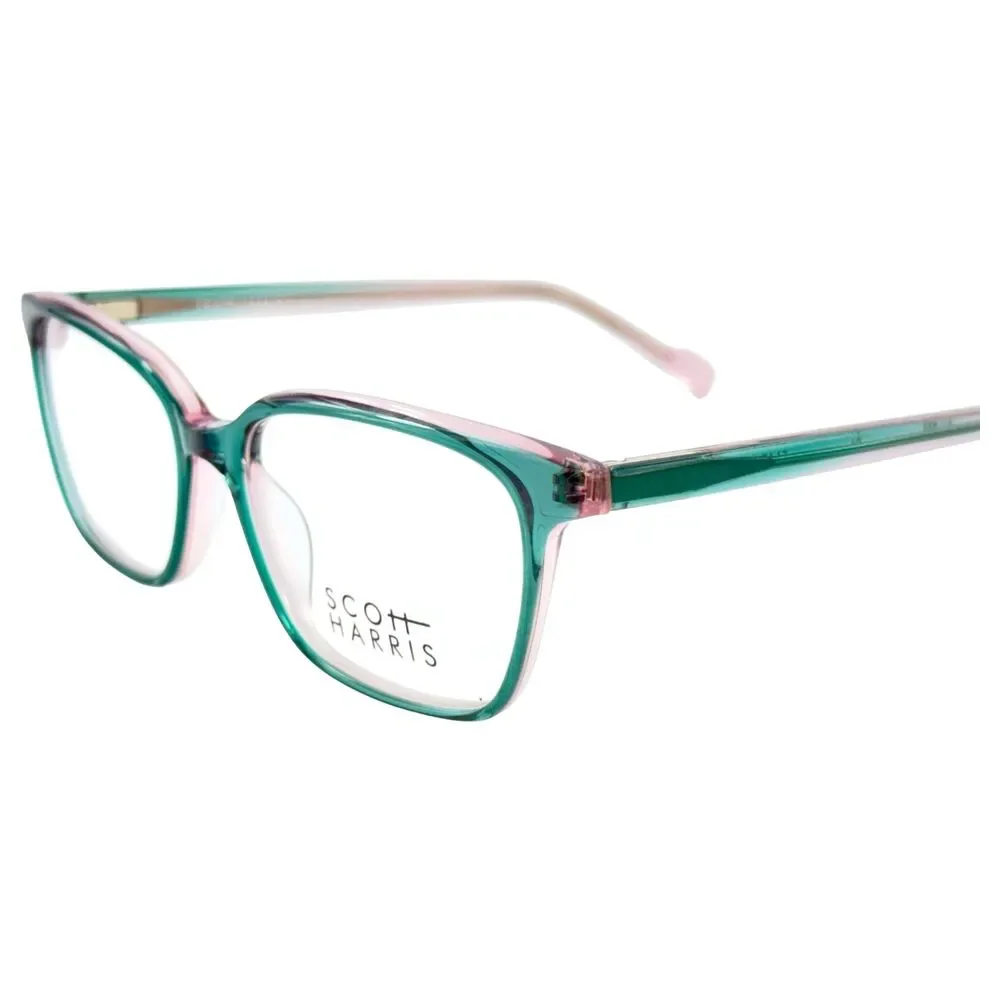 Scott Harris SH792 Womens Plastic Eyeglass Frame C1 Teal Ice Pink 51-15 W Case